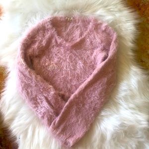 For love and lemons knitz pink cropped fuzzy sweater